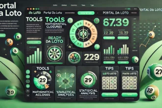 DALL·E 2024 10 19 14.40.03 A modern and professional online platform called Portal da Loto with a sleek interface in green and black as the predominant colors. The homepage ha