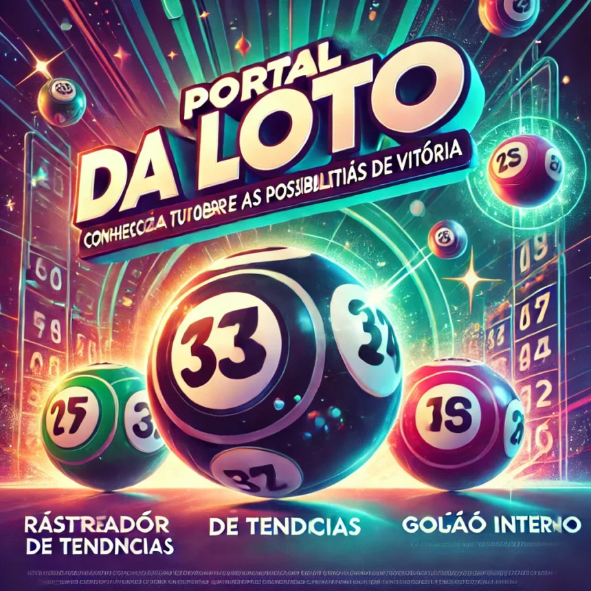 DALL·E 2024 10 24 12.50.16 A vibrant promotional image for the Portal da Loto featuring the title Conheca Tudo Sobre a Loteria e as Possibilidades de Vitoria in bold letter