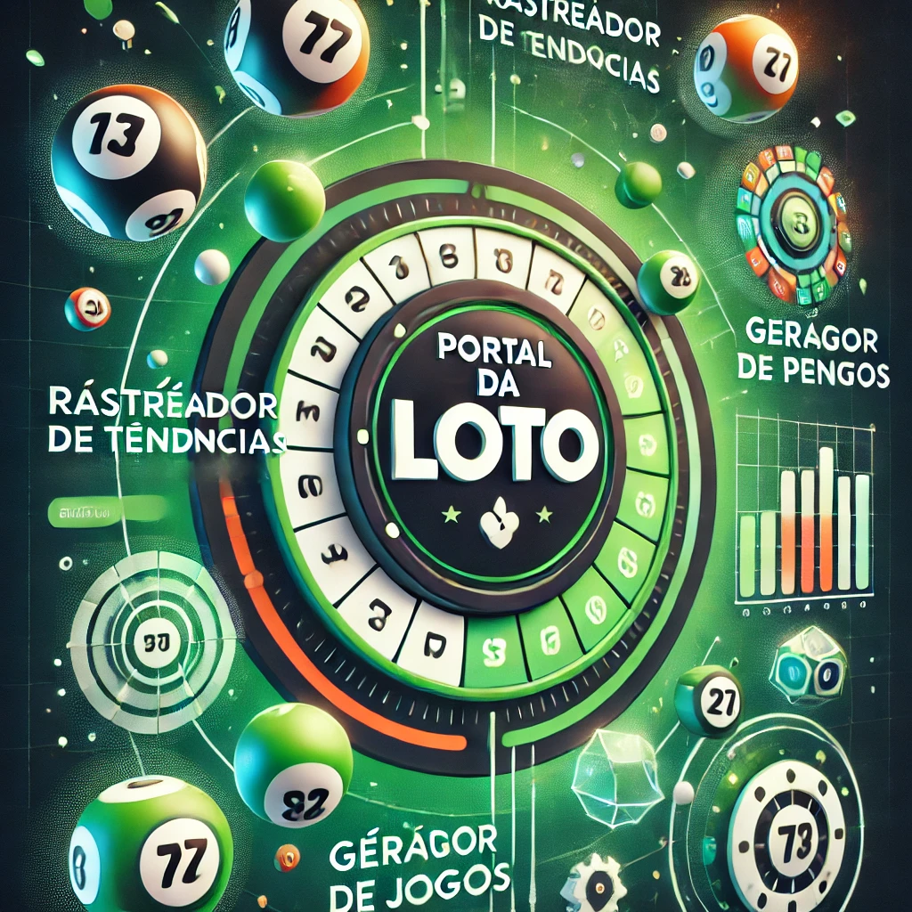 DALL·E 2024 10 24 12.53.00 A vibrant and dynamic interface of a lottery themed screen titled Portal da Loto at the top in bold attractive letters. The background is composed